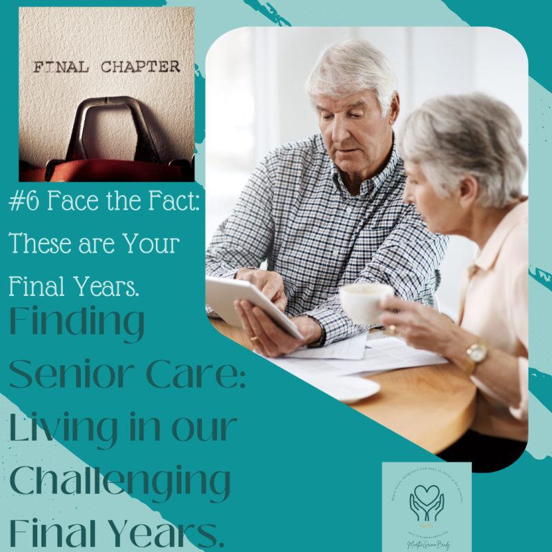 Teal background with larger photo on right of couple working together to solve a problem. On left is photo of Title page of final chapter of a book.