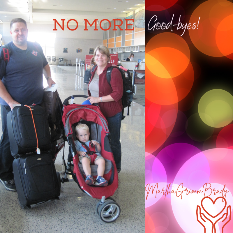 family saying goodbye at airport